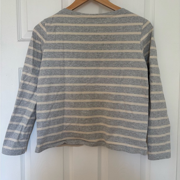 UNIQLO - Gray and Cream Striped Long Sleeve Shirt - Picture 2 of 4